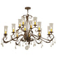 Meyda Lighting Windsor 62" 14-Light Classic Rust Chandelier With Clear Hurricane Shade Glass
