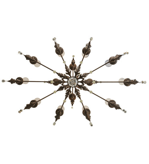 Meyda Lighting Windsor 62" 14-Light Classic Rust Chandelier With Clear Hurricane Shade Glass