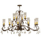 Meyda Lighting Windsor 62" 14-Light Classic Rust Chandelier With Clear Hurricane Shade Glass