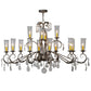 Meyda Lighting Windsor 62" 14-Light French Bronze Chandelier With Clear Hurricane Shade Glass