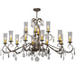 Meyda Lighting Windsor 62" 14-Light French Bronze Chandelier With Clear Hurricane Shade Glass
