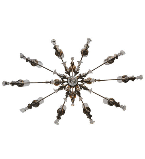 Meyda Lighting Windsor 62" 14-Light French Bronze Chandelier With Clear Hurricane Shade Glass