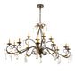 Meyda Lighting Windsor 62" 14-Light Golden Bronze Island Chandelier With Ivory Faux Candlelight
