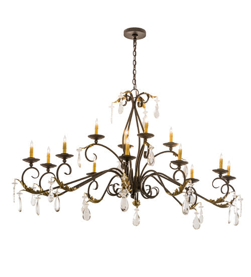 Meyda Lighting Windsor 62" 14-Light Golden Bronze Island Chandelier With Ivory Faux Candlelight