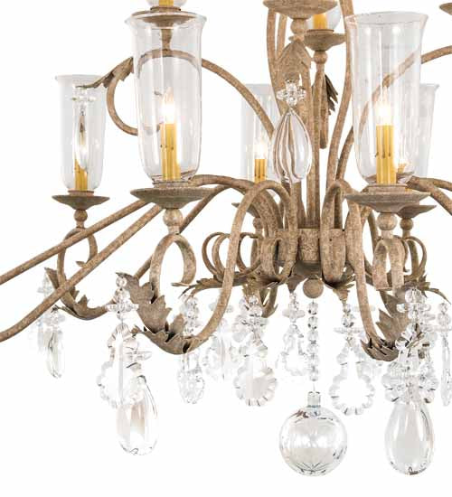 Meyda Lighting Windsor 62" 14-Light Tuscan Ivory Island Chandelier With Clear Hurricane Shade Glass