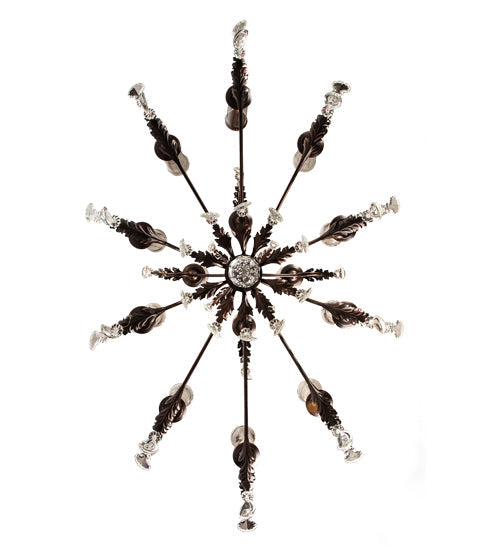 Meyda Lighting Windsor 68" 14-Light Mahogany Bronze Island Chandelier With Clear Hurricane Shade Glass