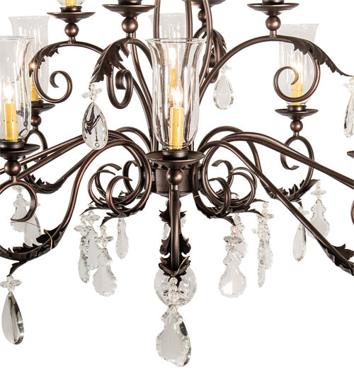 Meyda Lighting Windsor 68" 14-Light Mahogany Bronze Island Chandelier With Clear Hurricane Shade Glass