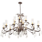 Meyda Lighting Windsor 68" 14-Light Mahogany Bronze Island Chandelier With Clear Hurricane Shade Glass