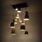 Meyda Lighting Wine Barrel 57" 12-Light Industrial Steel Cascading Pendant Light With Brown Wood Shade