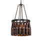 Meyda Lighting Wine Bottle 19" 5-Light Textured Black Chandelier With Amber Wine Bottle Shade Glass