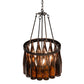 Meyda Lighting Wine Bottle 19" 5-Light Textured Black Chandelier With Amber Wine Bottle Shade Glass