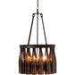 Meyda Lighting Wine Bottle 19" 5-Light Textured Black Chandelier With Amber Wine Bottle Shade Glass