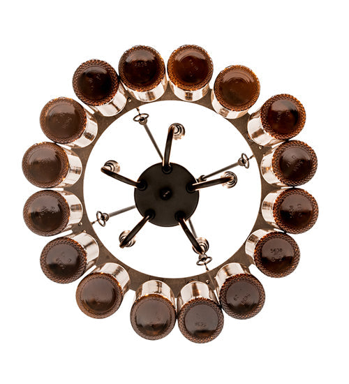Meyda Lighting Wine Bottle 19" 5-Light Textured Black Chandelier With Amber Wine Bottle Shade Glass