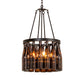 Meyda Lighting Wine Bottle 19" 5-Light Textured Black Chandelier With Amber Wine Bottle Shade Glass