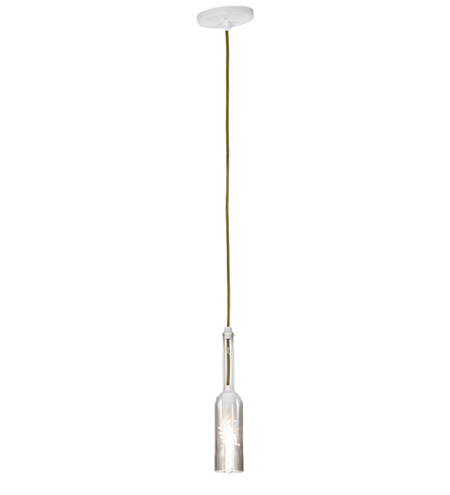 Meyda Lighting Wine Bottle 3" Matte White Mini Pendant Light With White & Clear Shade Glass