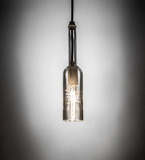Meyda Lighting Wine Bottle 3" Matte White Mini Pendant Light With White & Clear Shade Glass