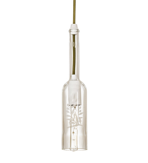 Meyda Lighting Wine Bottle 3" Matte White Mini Pendant Light With White & Clear Shade Glass