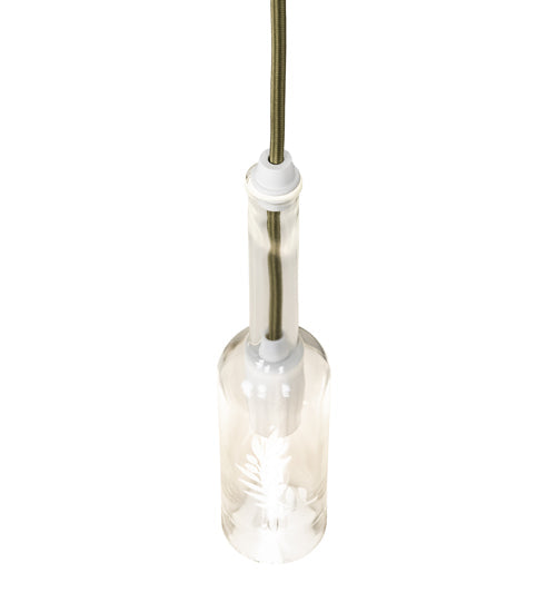 Meyda Lighting Wine Bottle 3" Matte White Mini Pendant Light With White & Clear Shade Glass