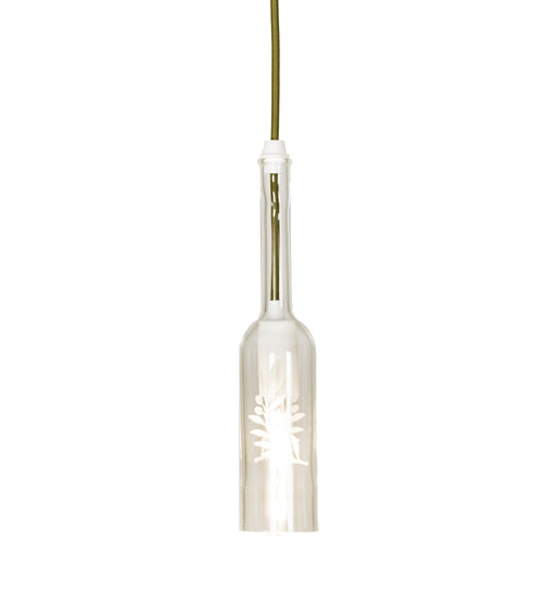 Meyda Lighting Wine Bottle 3" Matte White Mini Pendant Light With White & Clear Shade Glass