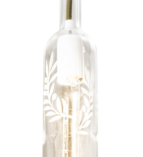 Meyda Lighting Wine Bottle 3" Matte White Mini Pendant Light With White & Clear Shade Glass