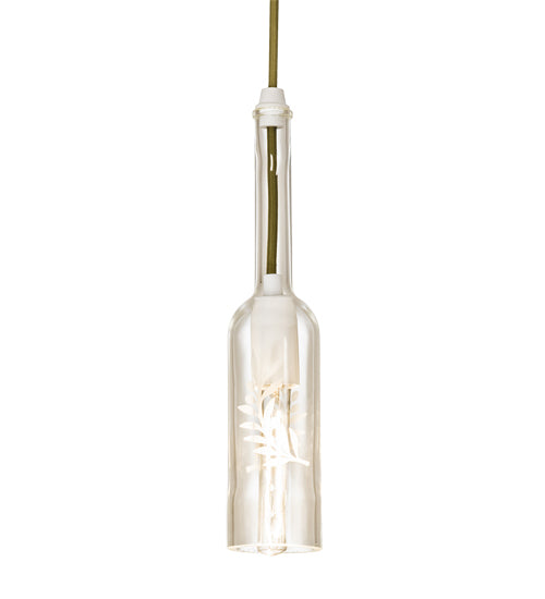 Meyda Lighting Wine Bottle 3" Matte White Mini Pendant Light With White & Clear Shade Glass