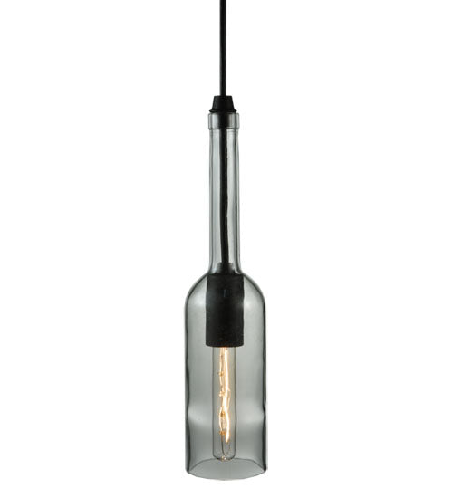 Meyda Lighting Wine Bottle 5" Black Mini Pendant Light With Clear Shade Glass