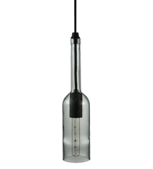 Meyda Lighting Wine Bottle 5" Black Mini Pendant Light With Clear Shade Glass