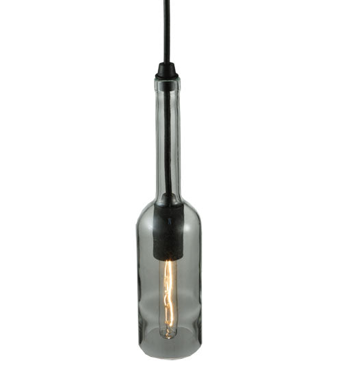 Meyda Lighting Wine Bottle 5" Black Mini Pendant Light With Clear Shade Glass