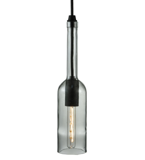 Meyda Lighting Wine Bottle 5" Black Mini Pendant Light With Clear Shade Glass