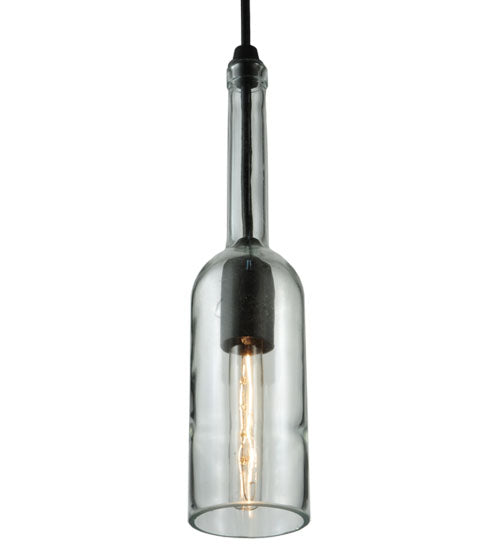 Meyda Lighting Wine Bottle 5" Black Mini Pendant Light With Clear Shade Glass