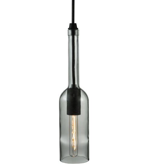 Meyda Lighting Wine Bottle 5" Black Mini Pendant Light With Clear Shade Glass