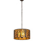 Meyda Lighting Winter Maple 20" 3-Light Oil Rubbed Bronze Pendant Light With Amber Mica Shade Glass