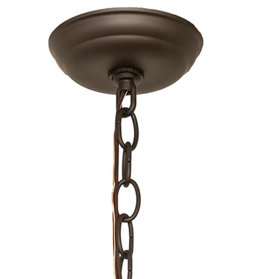 Meyda Lighting Winter Maple 20" 3-Light Oil Rubbed Bronze Pendant Light With Amber Mica Shade Glass