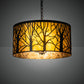 Meyda Lighting Winter Maple 20" 3-Light Textured Black Pendant Light With Amber Mica Shade Glass