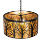 Meyda Lighting Winter Maple 20" 3-Light Textured Black Pendant Light With Amber Mica Shade Glass