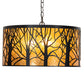 Meyda Lighting Winter Maple 20" 3-Light Textured Black Pendant Light With Amber Mica Shade Glass