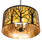 Meyda Lighting Winter Maple 20" 3-Light Textured Black Pendant Light With Amber Mica Shade Glass