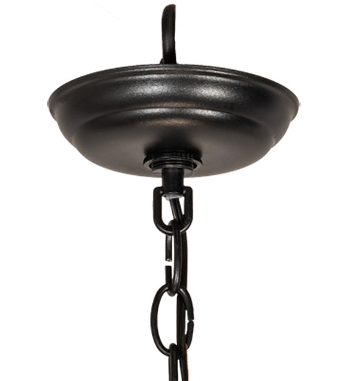 Meyda Lighting Winter Maple 20" 3-Light Textured Black Pendant Light With Amber Mica Shade Glass