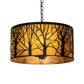 Meyda Lighting Winter Maple 20" 3-Light Textured Black Pendant Light With Amber Mica Shade Glass