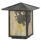 Meyda Lighting Winter Pine 10" Verdigris Outdoor Post Mount Light With Beige Iridescent Shade Glass