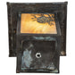 Meyda Lighting Winter Pine 10" Verdigris Outdoor Post Mount Light With Beige Iridescent Shade Glass