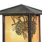 Meyda Lighting Winter Pine 10" Verdigris Outdoor Post Mount Light With Beige Iridescent Shade Glass