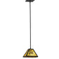 Meyda Lighting Winter Pine 12" Textured Black Mini Pendant Light With Beige Art Shade Glass