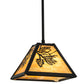 Meyda Lighting Winter Pine 12" Textured Black Mini Pendant Light With Beige Art Shade Glass