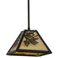 Meyda Lighting Winter Pine 12" Textured Black Mini Pendant Light With Beige Art Shade Glass