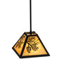 Meyda Lighting Winter Pine 12" Textured Black Mini Pendant Light With Beige Art Shade Glass