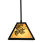 Meyda Lighting Winter Pine 12" Textured Black Mini Pendant Light With Beige Art Shade Glass
