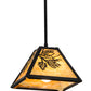 Meyda Lighting Winter Pine 12" Textured Black Mini Pendant Light With Beige Art Shade Glass