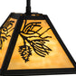 Meyda Lighting Winter Pine 12" Textured Black Mini Pendant Light With Beige Art Shade Glass