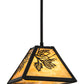 Meyda Lighting Winter Pine 12" Textured Black Mini Pendant Light With Beige Art Shade Glass